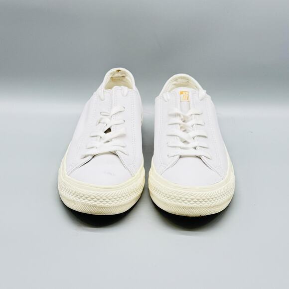 Converse Shoes Womens 8.5 White Leather Chuck Taylor All Star Low Top Sneakers - Picture 3 of 12